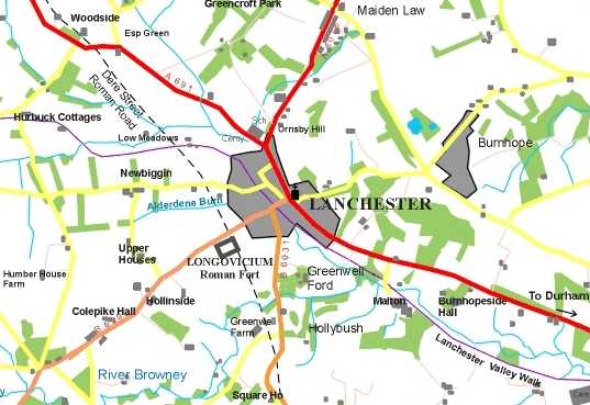 [Map of Lanchester.]